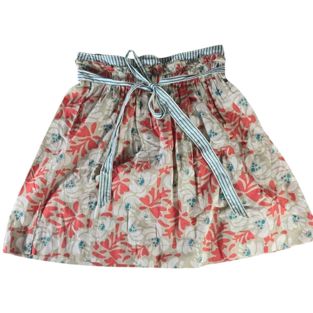 Fossil Red and Green Tie Front Bubble Mini Skirt